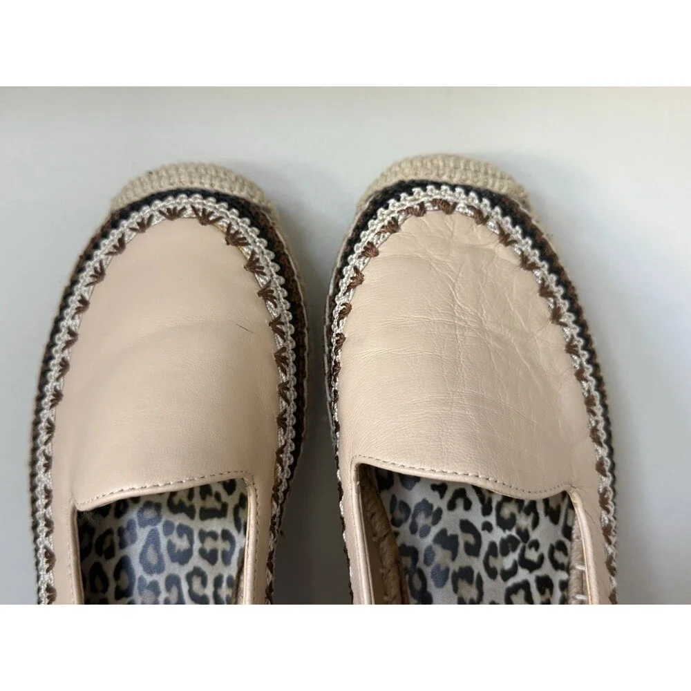Chico's Giada Deco Espadrille Flats Nude Crochet WOMEN 8M SLIP ON COASTAL